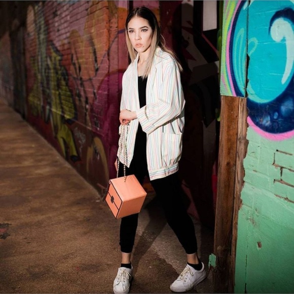 Peach Pleather Cube Purse - Picture 2 of 2